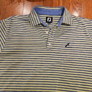 FootJoy Yellow and Blue Striped Performance Polo